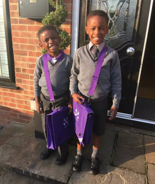 Photo: Super Eagles Striker, Ighalo, Shows Off His Kids As They Resume School